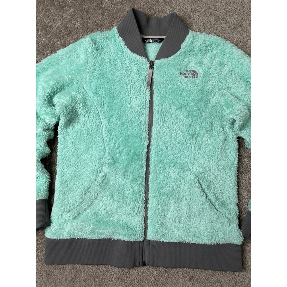 Girls Sweatshirt The North Face Teal Full Zip Fleece Cold Weather, Size XL (18) - Picture 2 of 9